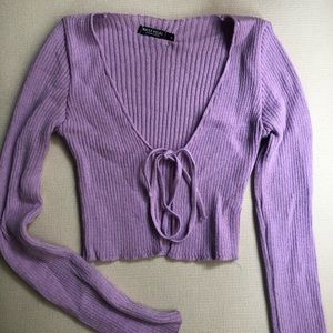 Purple Tie Front Top